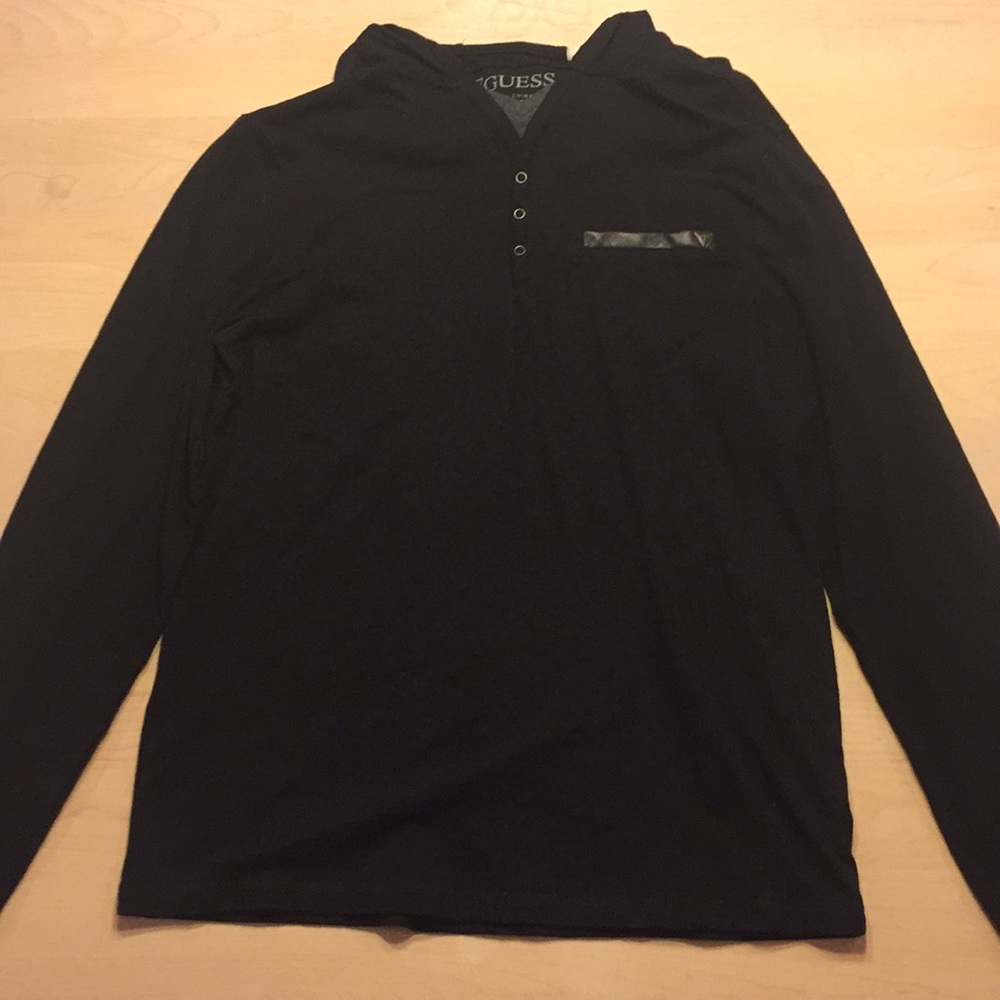Black Guess Long Sleeve Shirt | Hooded